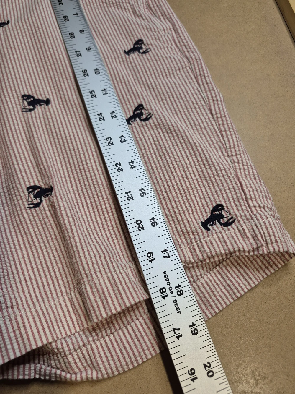 J. Crew Pink and White Seersucker Shorts with Navy Embroidered Anchors 4380/5